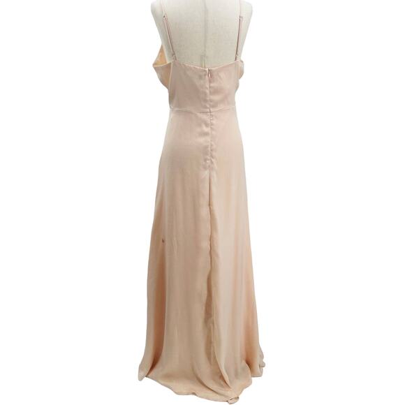 LULU'S SZ S Endless Elegance Light Peach Satin Sleeveless Maxi Dress B139 - Picture 3 of 10